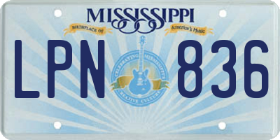 MS license plate LPN836