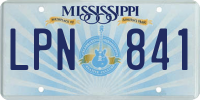 MS license plate LPN841