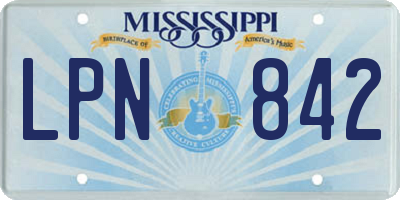 MS license plate LPN842