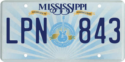 MS license plate LPN843