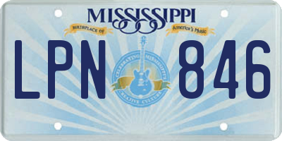 MS license plate LPN846