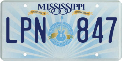 MS license plate LPN847