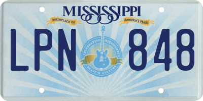 MS license plate LPN848