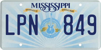 MS license plate LPN849