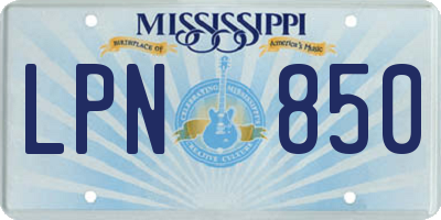 MS license plate LPN850