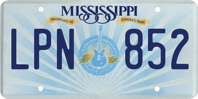 MS license plate LPN852