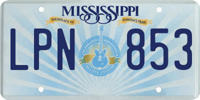 MS license plate LPN853