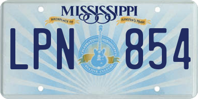 MS license plate LPN854