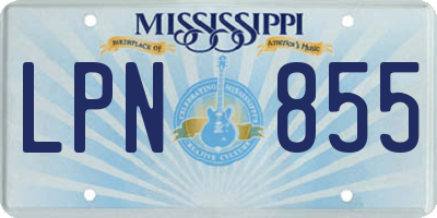 MS license plate LPN855