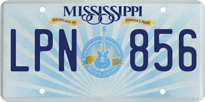 MS license plate LPN856