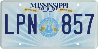 MS license plate LPN857