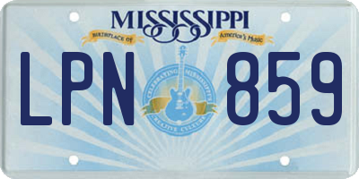 MS license plate LPN859