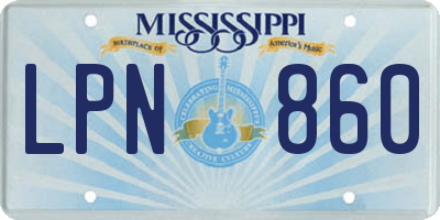 MS license plate LPN860
