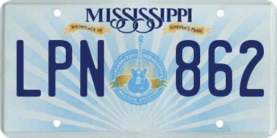MS license plate LPN862