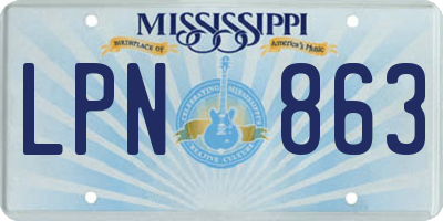 MS license plate LPN863