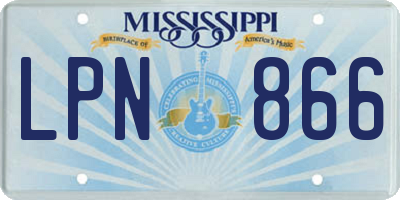 MS license plate LPN866