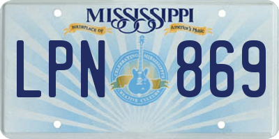 MS license plate LPN869