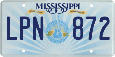 MS license plate LPN872