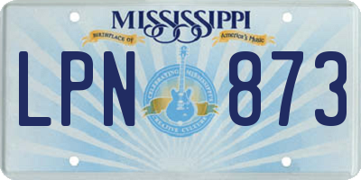 MS license plate LPN873