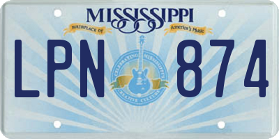 MS license plate LPN874