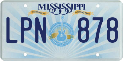 MS license plate LPN878