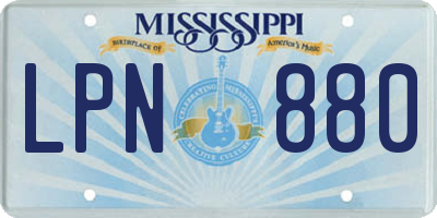 MS license plate LPN880