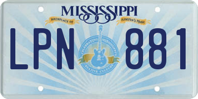 MS license plate LPN881