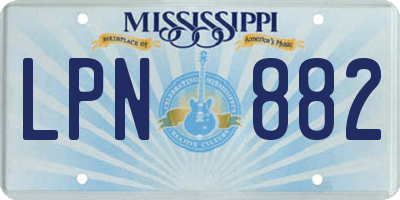 MS license plate LPN882
