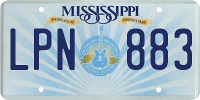 MS license plate LPN883