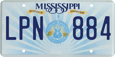MS license plate LPN884