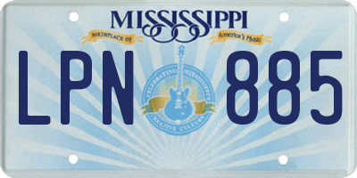 MS license plate LPN885