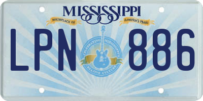 MS license plate LPN886