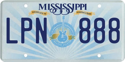 MS license plate LPN888