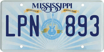 MS license plate LPN893