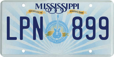MS license plate LPN899
