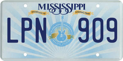 MS license plate LPN909