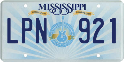 MS license plate LPN921