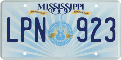 MS license plate LPN923