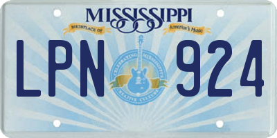 MS license plate LPN924