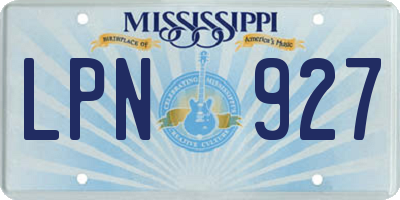 MS license plate LPN927
