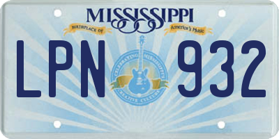 MS license plate LPN932