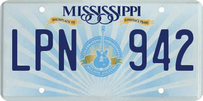 MS license plate LPN942