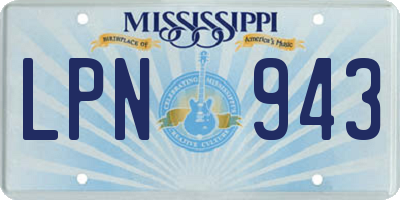 MS license plate LPN943