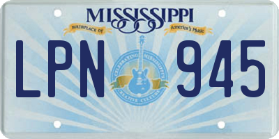 MS license plate LPN945
