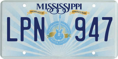 MS license plate LPN947
