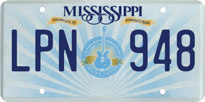 MS license plate LPN948