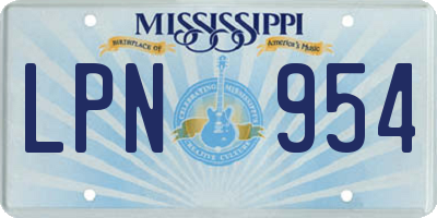 MS license plate LPN954