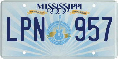 MS license plate LPN957