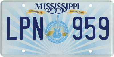 MS license plate LPN959