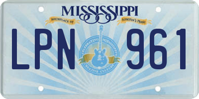 MS license plate LPN961